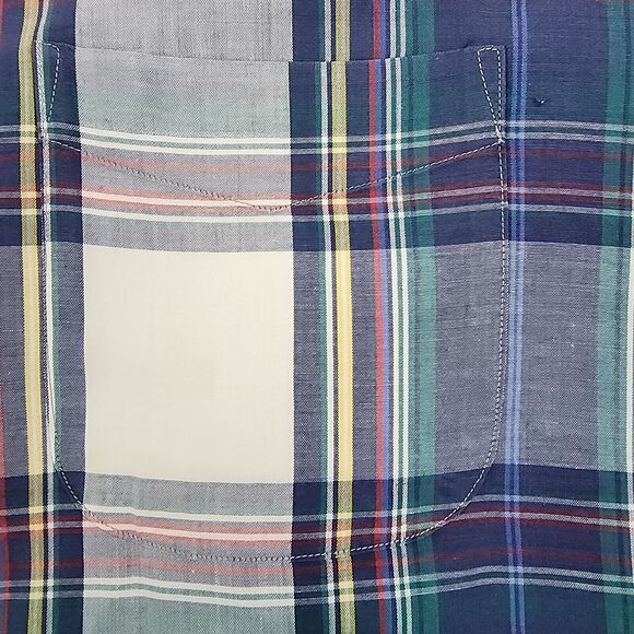 Eddie Bauer Shirt Mens Large Plaid Marin Poplin Long Sleeve Button Down VTG 90s - Picture 14 of 16